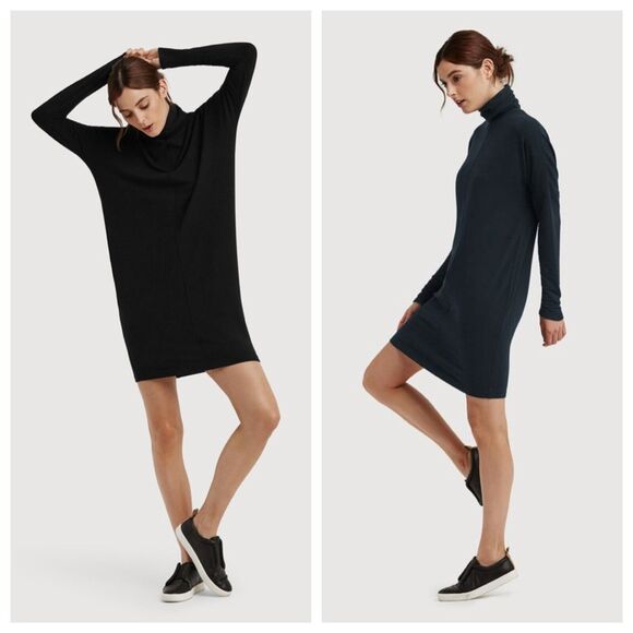 Kit & Ace Doublestacked Turtleneck Dress Laidback Brushed Navy Size 6 Pullover - Picture 2 of 7